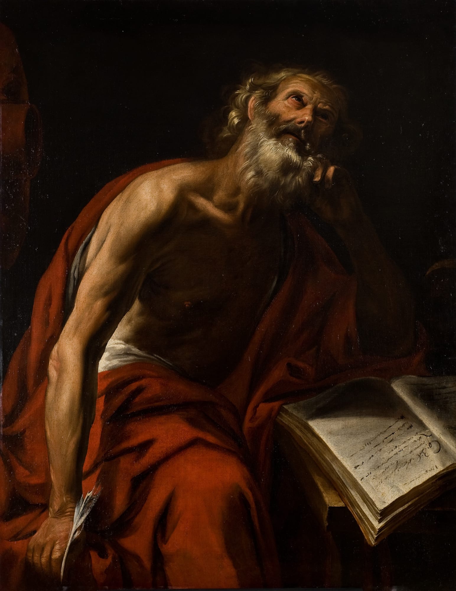 Giovan Battista Carlone (1603-1683/1684) San Girolamo Saint Jerome / Saint Jérôme Olio su tela / Oil on canvas / Huile sur toile 123 x 96 cm