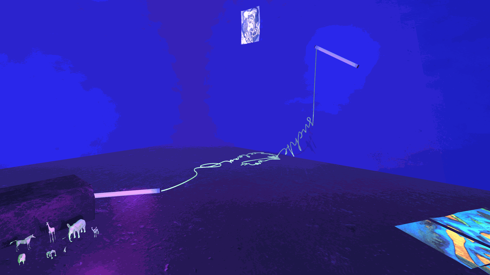 Virtual Reality ... sollte die Reise weitergehen, suchte man Neuseeland, in diesem fremden Gelände ..., (1980/2020) (Screenshot)