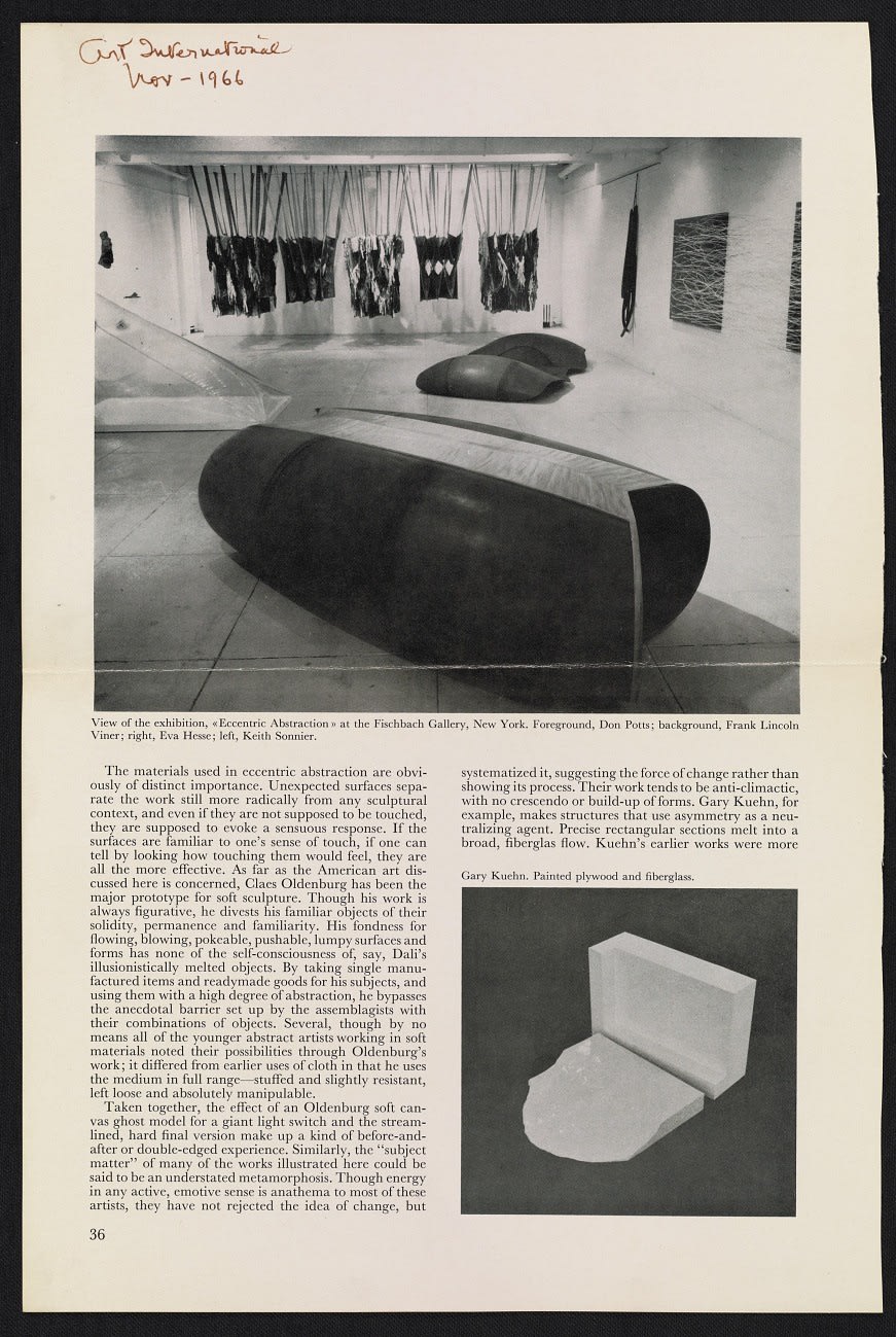 Review Eccentric Abstraction, Fischbach Gallery, New York (1966) | Photo: Archive Gary Kuehn