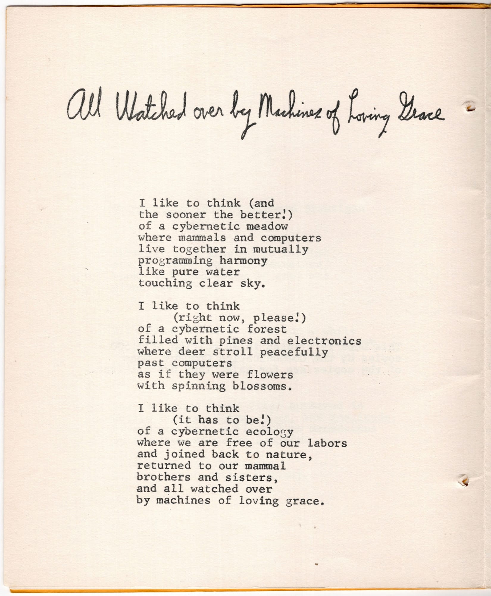 Richard Brautigan, Machines of Loving Grace (1967)