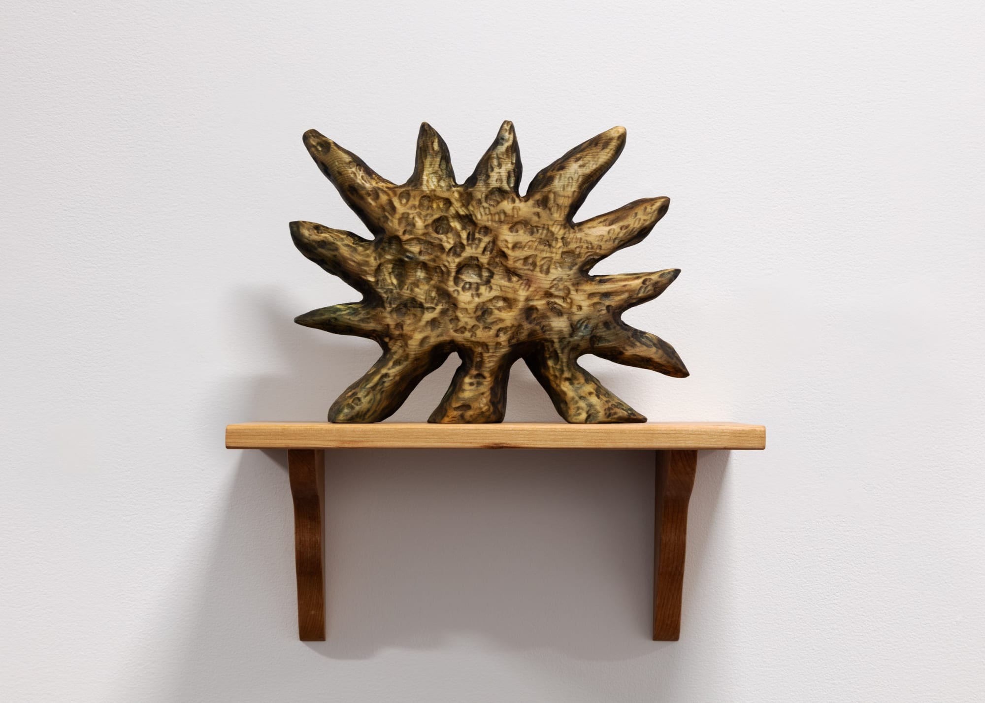 Laurel Rennie Salve, 2024 Tilleul, encre de noyer, baies de malabar écrasées, huile de lin, cire d'abeille / Basswood, walnut ink, crushed malabar berries, linseed oil and beeswax 45 x 40 x 3 cm (18 x 16 x 1½ in.)