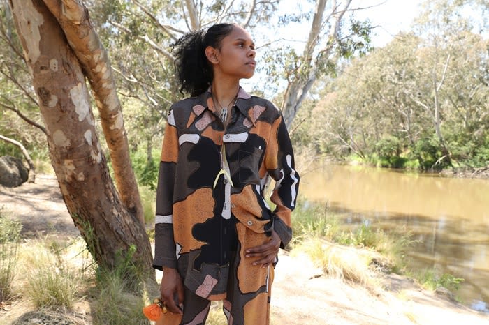 Bulay(i) Project: Buku-Larrnggay Mulka with The Indigenous Jewellery Project, still from film by Ngali for Melbourne Fashion Week