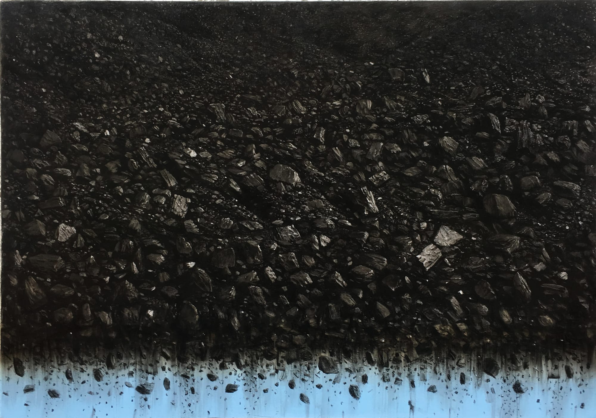 N°3, 2019 Charcoal, Enamel and Oil on canvas 27 3/5 × 39 2/5 in 70 × 100 cm