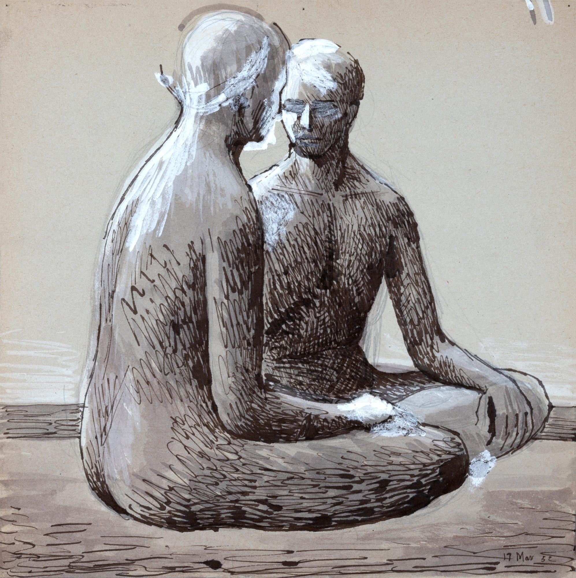 ALEX COLVILLE, Two Seated Figures, 17 March 1952