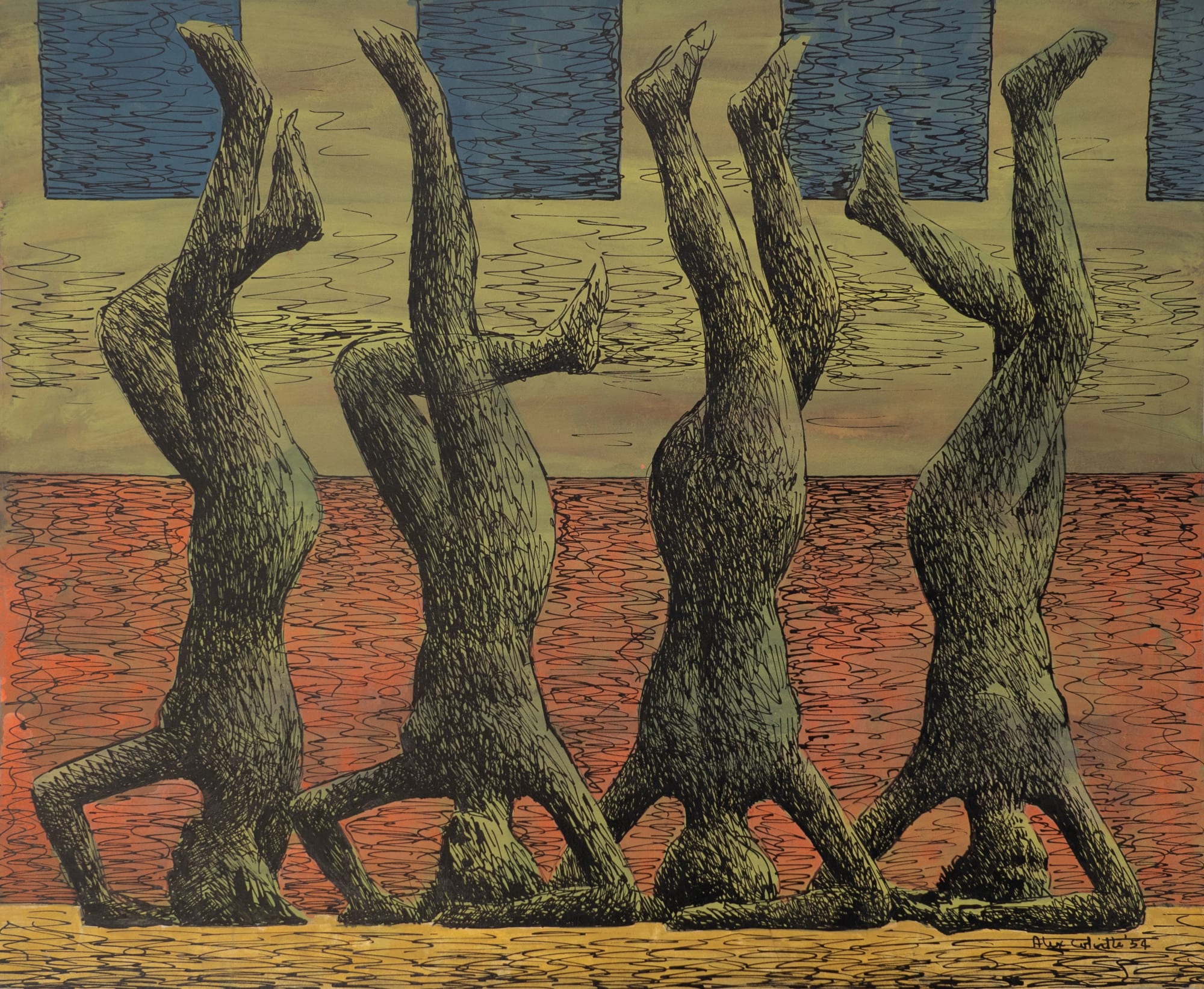 ALEX COLVILLE, Four Females Standing on their Head, 1954