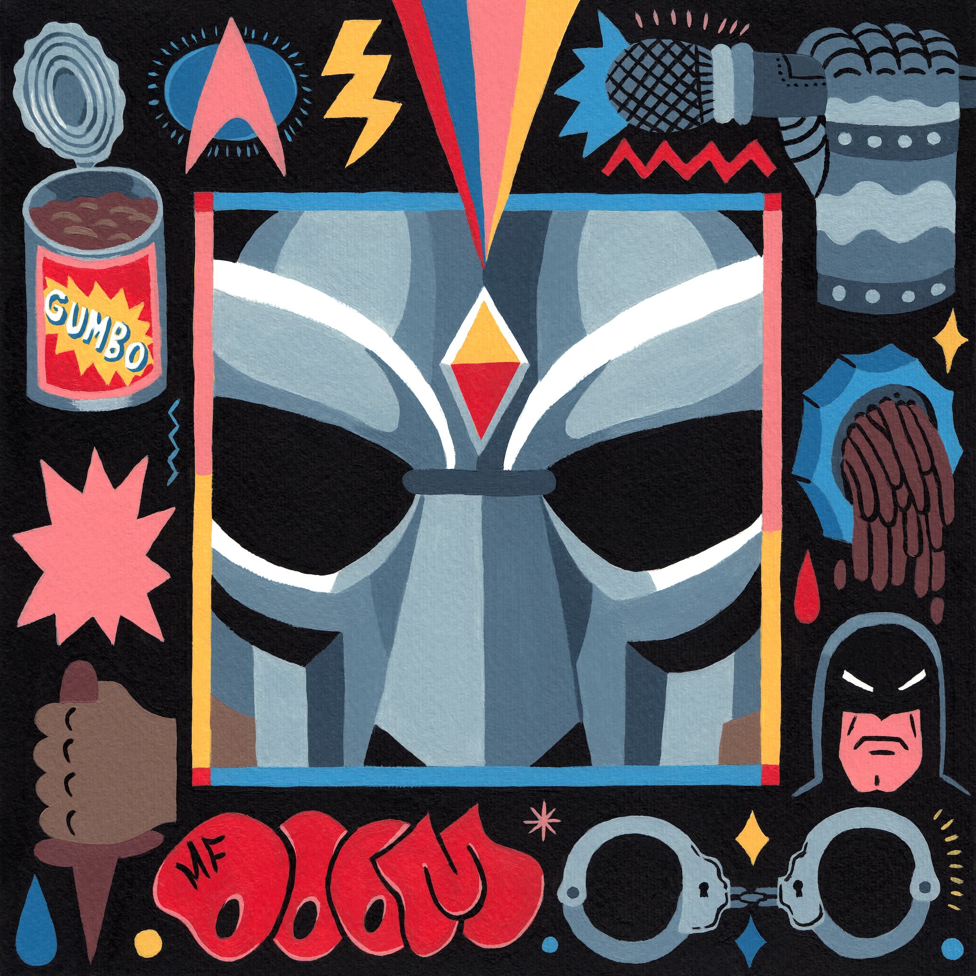 MF DOOM, 2019, acrylic on paper, 30 x 30 cm, SOLD