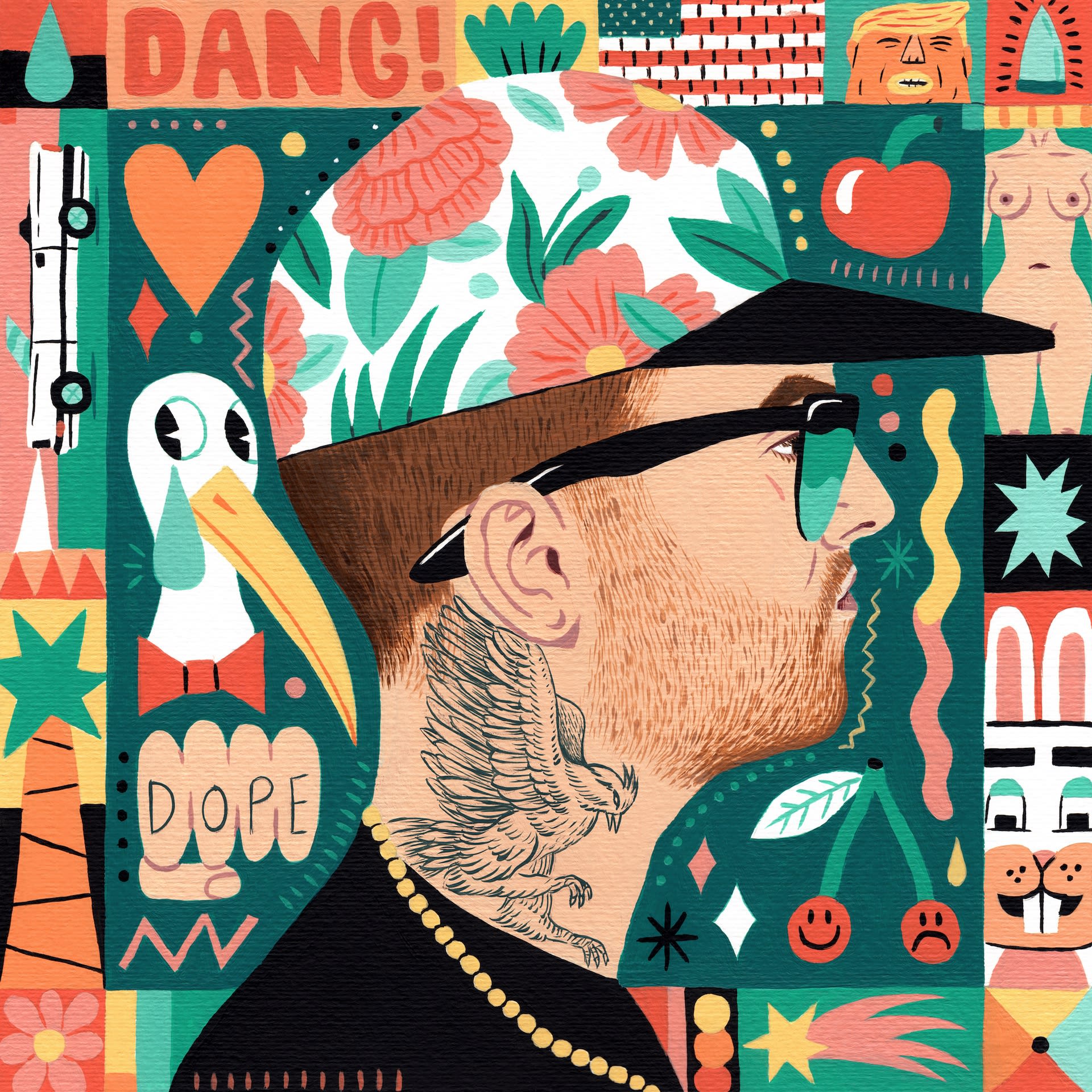 Mac Miller, 2019, acrylic on paper 30 x 30, SOLD