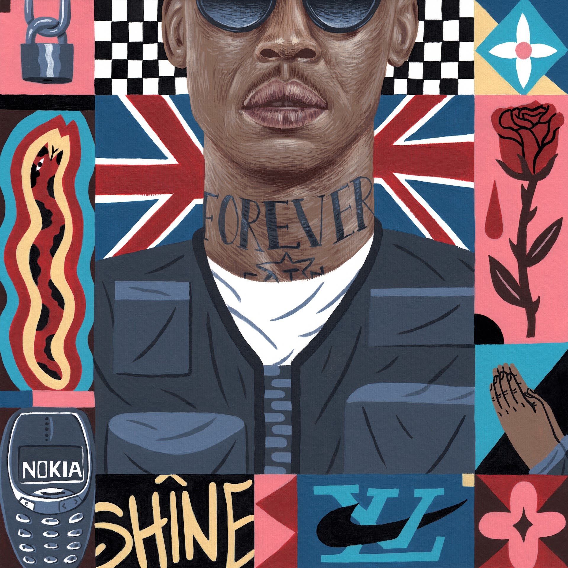 Skepta, 2019, acrylic on paper, 30 x 30 cm, SOLD