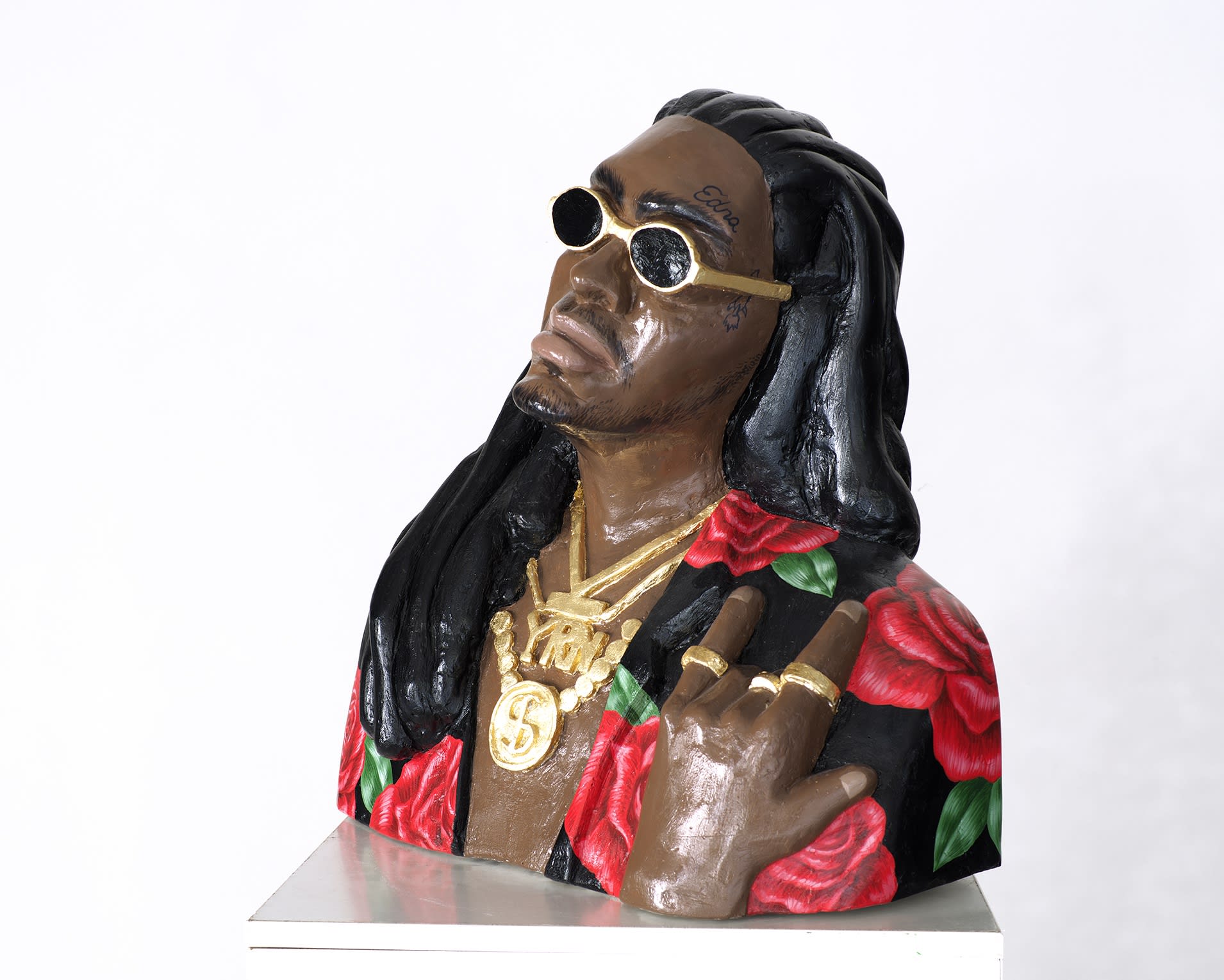 Takeoff, 2020, plaster, acrylic and gold foil, 63 x 52 x 20 cm