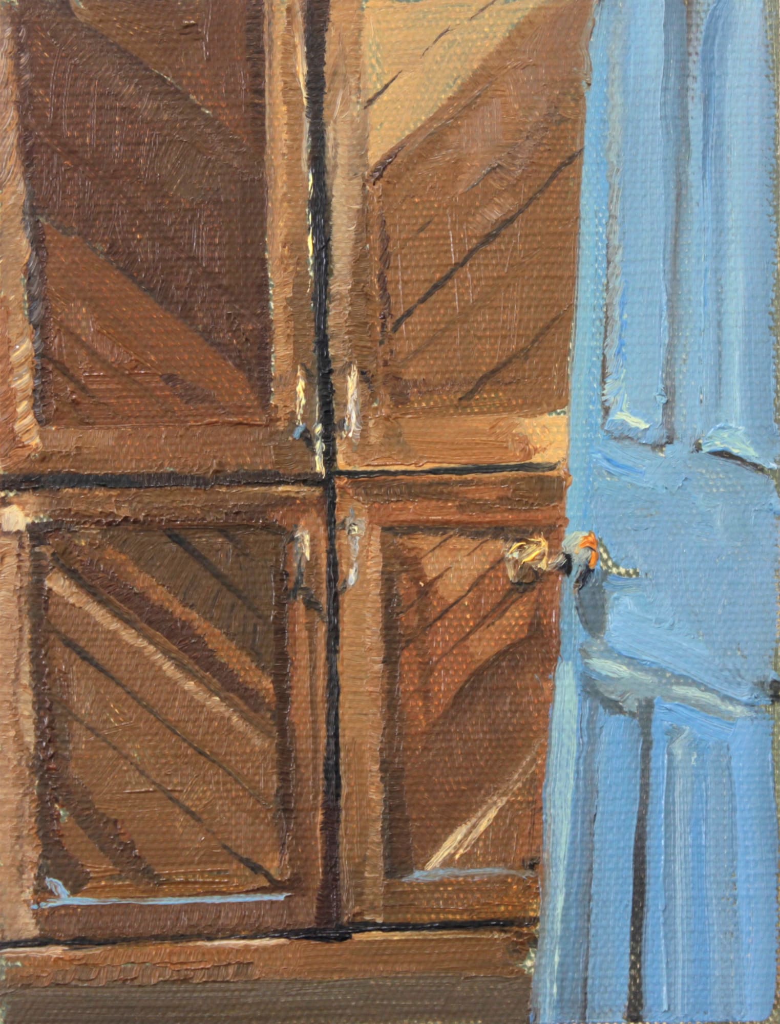 Mollie Douthit Bedroom placemats Oil on canvas panel 18 x 13 cm