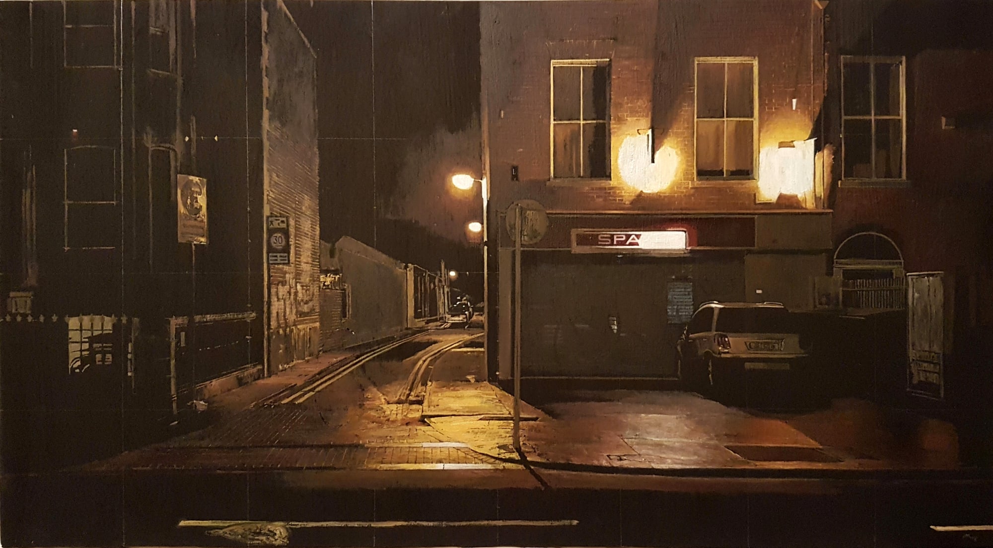 Francis Matthews, South Circular, oil on board, 33.5 x 62 cm