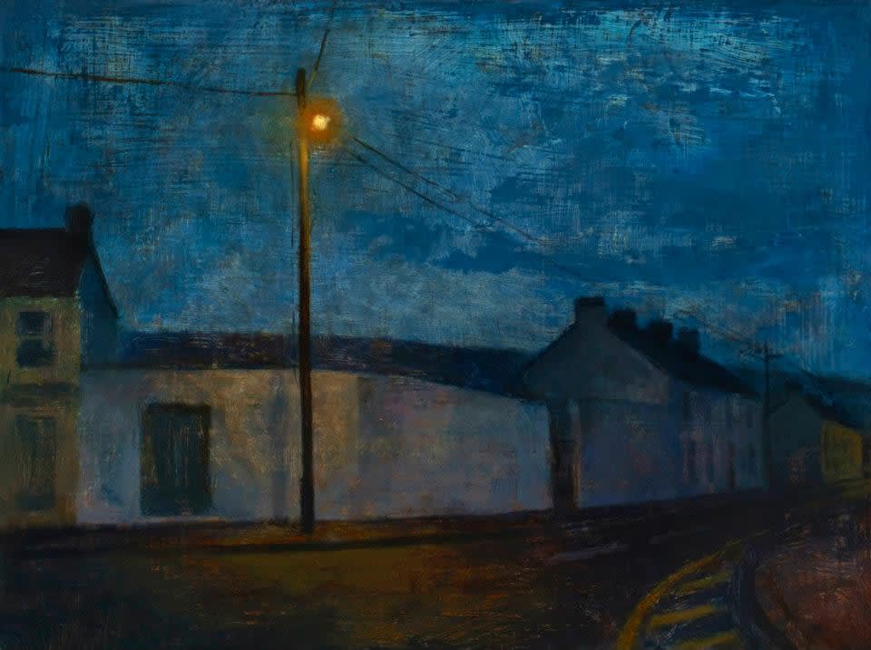 Maeve McCarthy Deserting a village Tempera and oil on gesso panel 30 x 40 cm