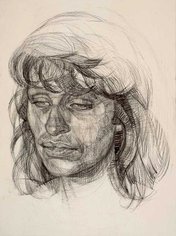 Gareth Reid Look like a building Chalk on canvas 105 x 79 cm