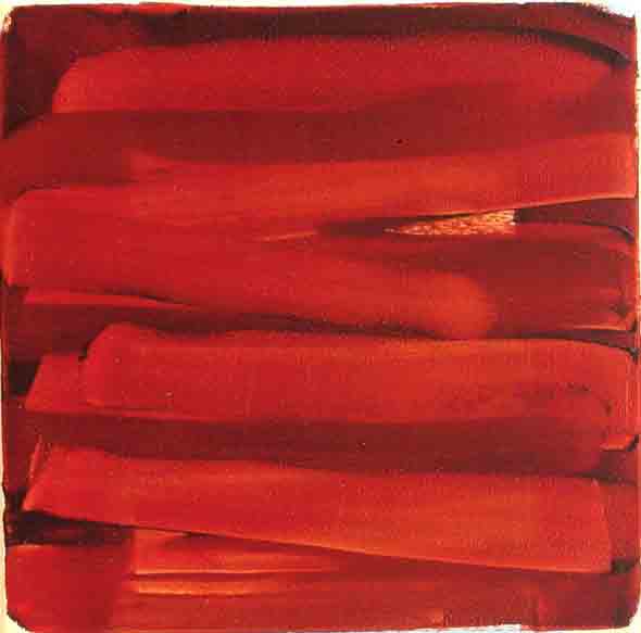 Bridget O'Rourke Red-brown on blue Oil on canvas 30 x 30 cm