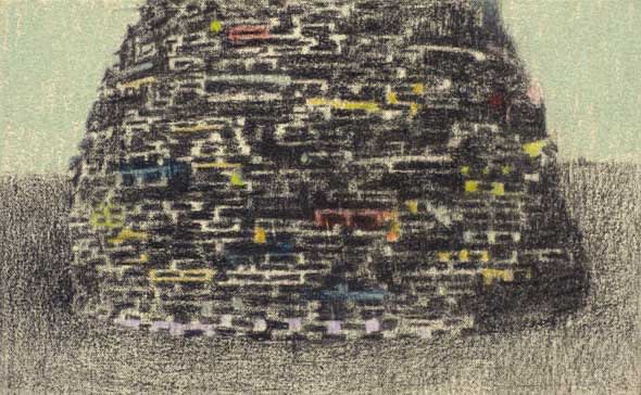 Gareth Reid Tower Charcoal & pastel on canvas 22 x 30 cm