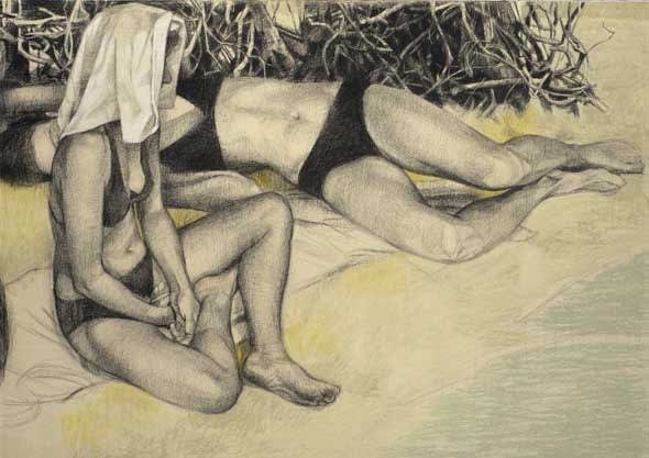 Gareth Reid Above the briny blur Charcoal & pastel on canvas 85 x 120cm