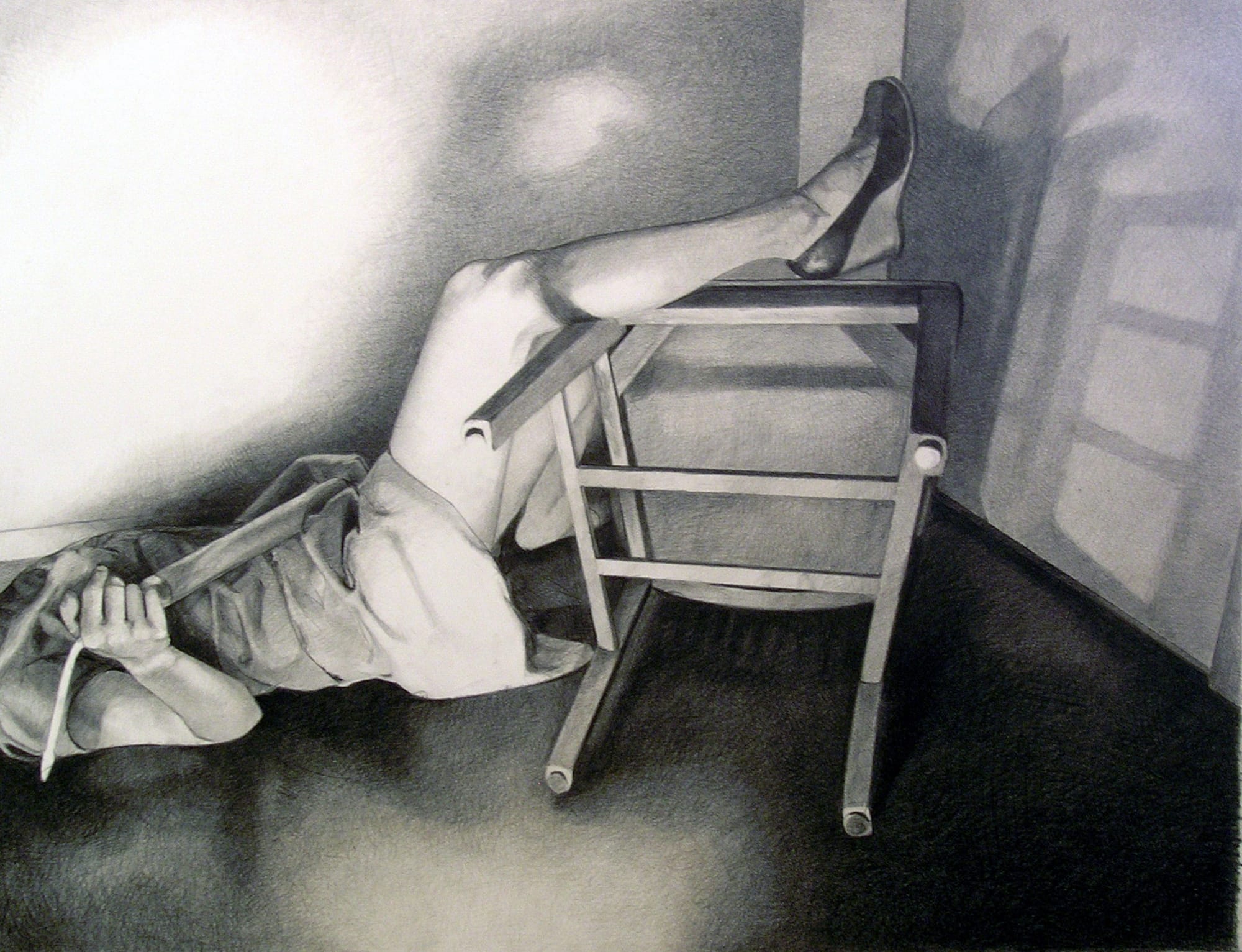 Mercedes Helnwein Accident Black pencil on paper 68 x 91 cm