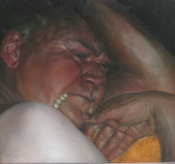 Sheila Pomeroy Necklace of Pearls Oil on panel 38 x 36 cm