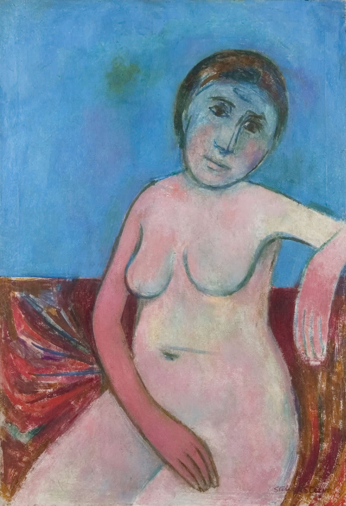 Portrait in blue Signed, dated Dec’ 1948 verso Oil on canvas 28 3/4 x 19 3/4 inches