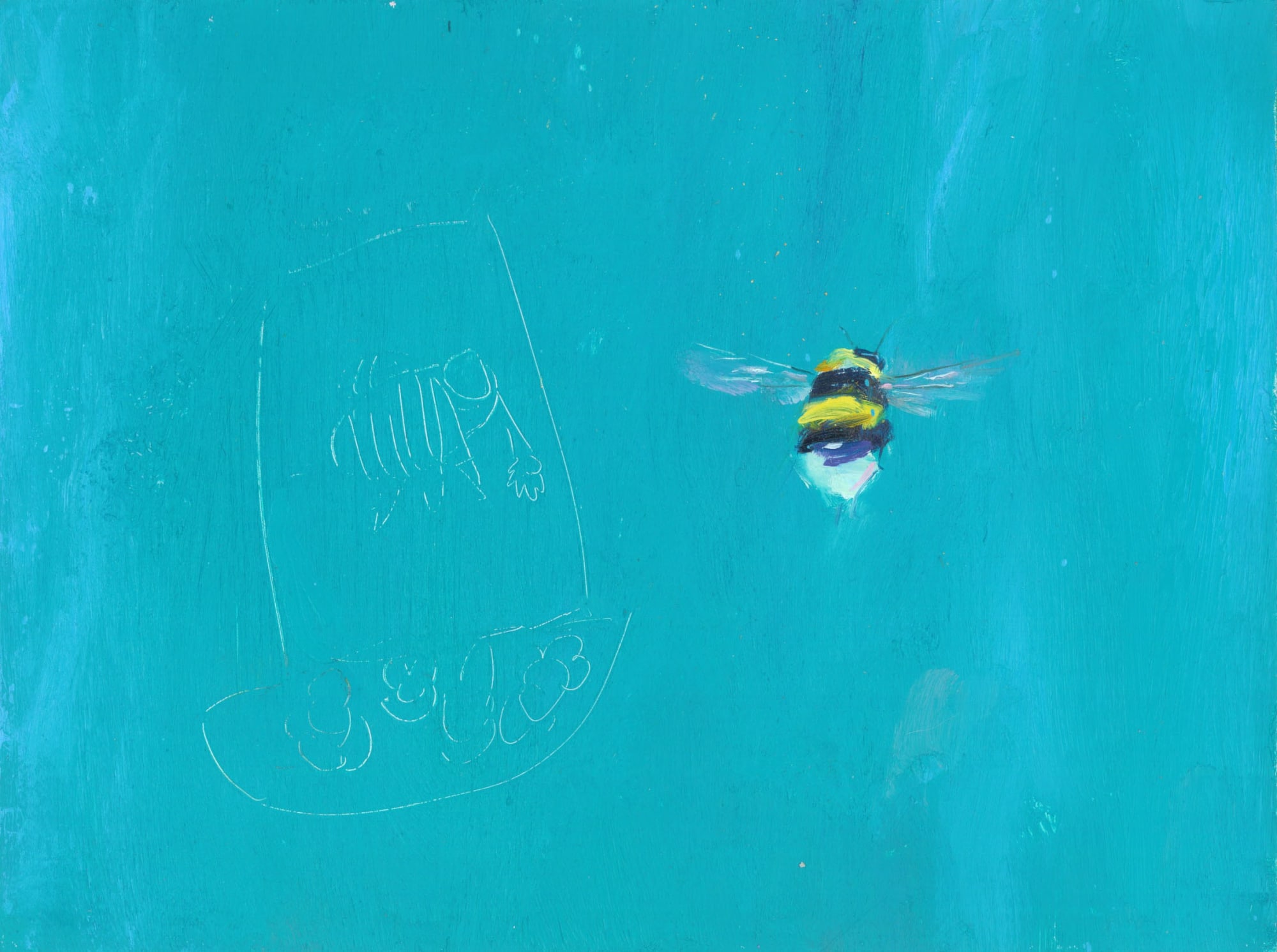 Gabhann Dunne Morrigan's bee Oil on gesso panel 15 x 20 cm