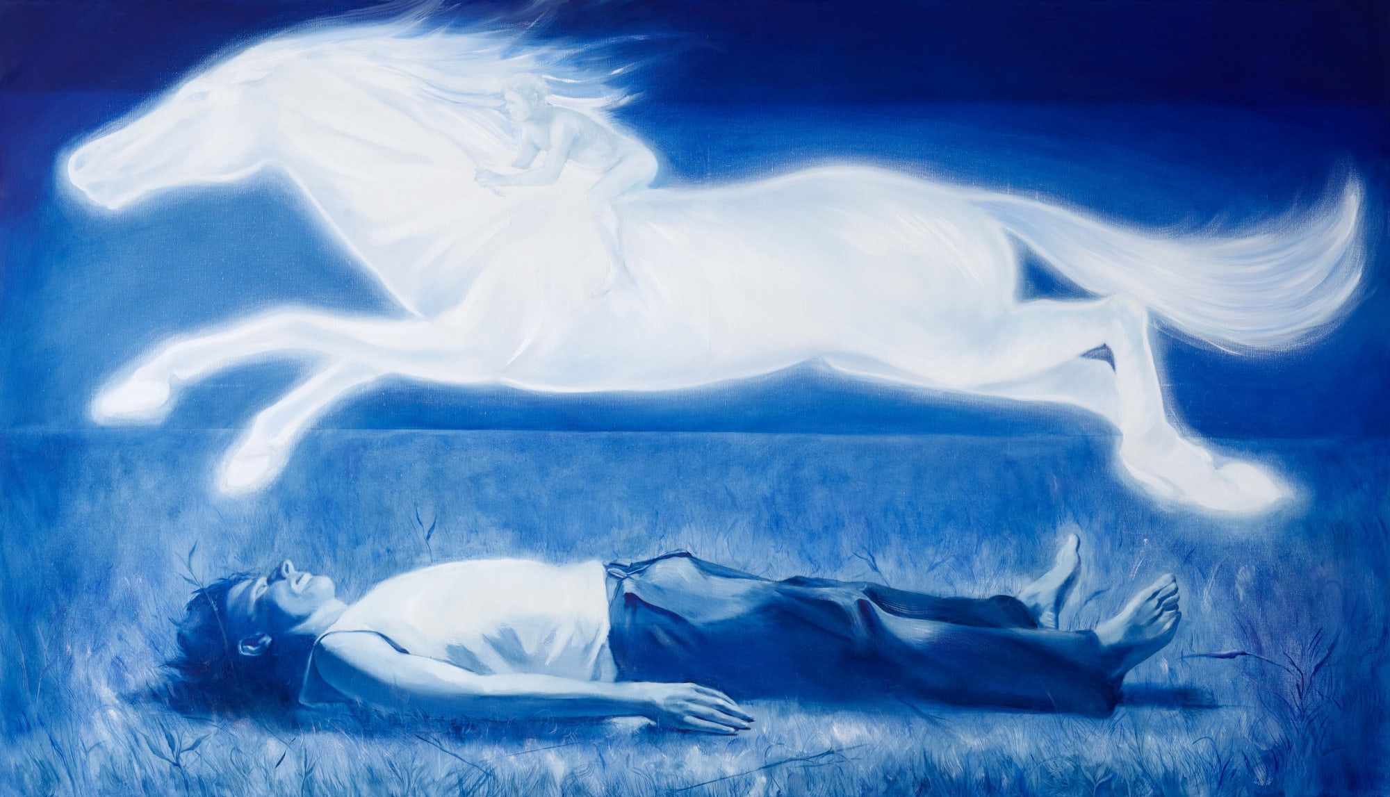 Caleb Hahne Quintana Limpia II (After William Blake), 2024 Oil on linen 127 x 221 cm