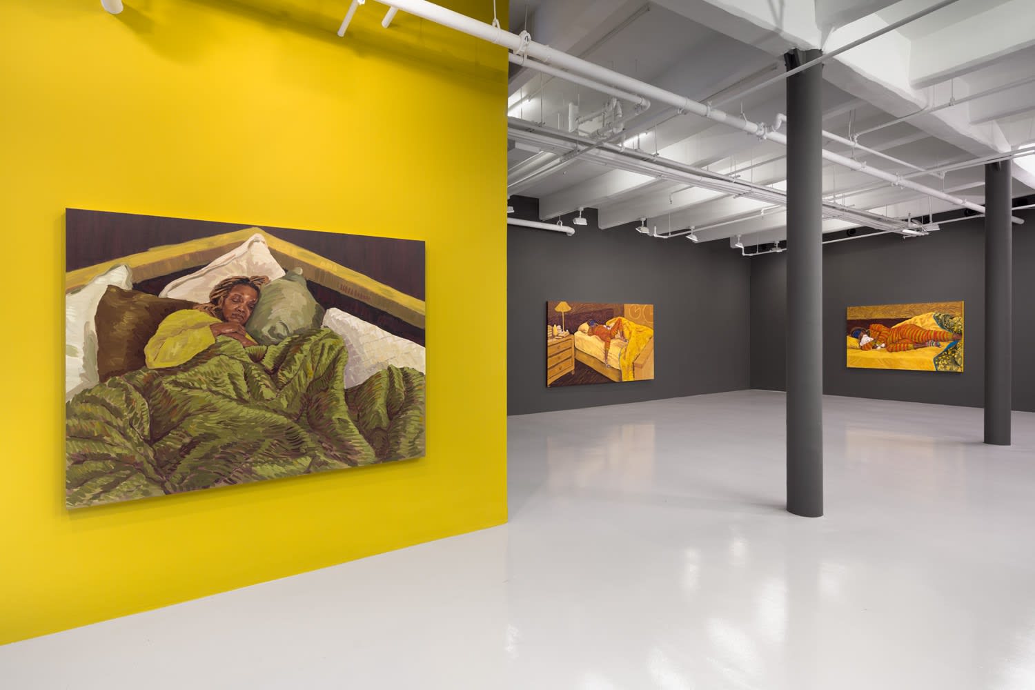 Installation View of Bedimmed Boundaries: Between Wakefulness and Sleep at Nicola Vassell Gallery. Photo: Lance Brewer