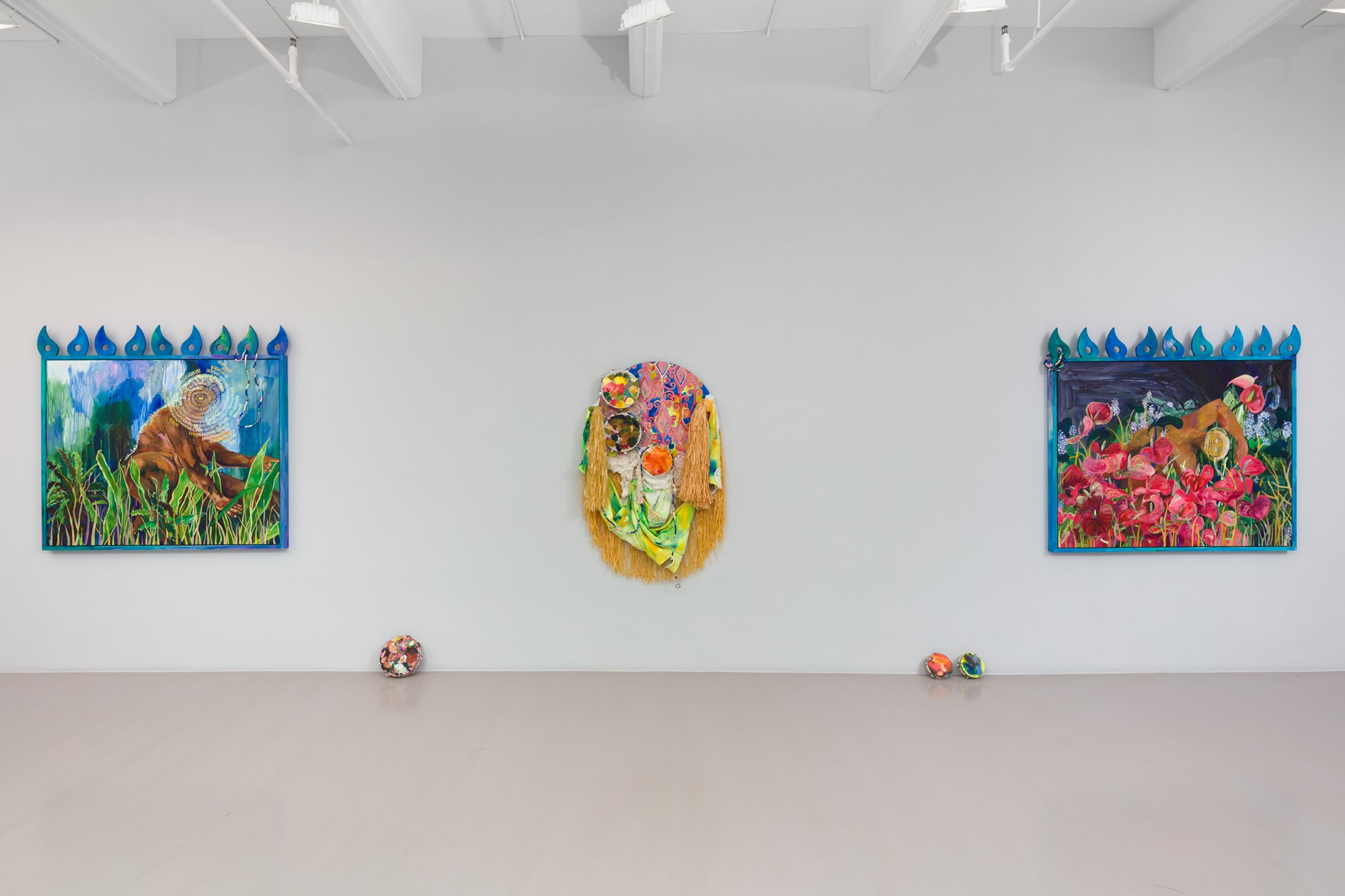 Installation view of Alberta Whittle: Towards a m̶o̶t̶h̶e̶r̶f̶u̶l̶ loving praxis, we cast seeds into the darkness at Nicola Vassell Gallery. Photo: Lance Brewer