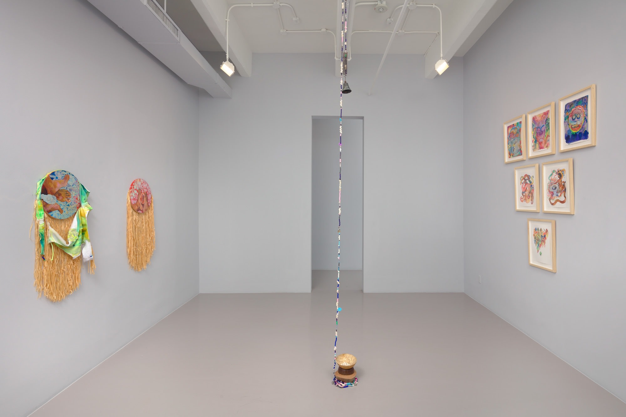 Installation view of Alberta Whittle: Towards a m̶o̶t̶h̶e̶r̶f̶u̶l̶ loving praxis, we cast seeds into the darkness at Nicola Vassell Gallery. Photo: Lance Brewer