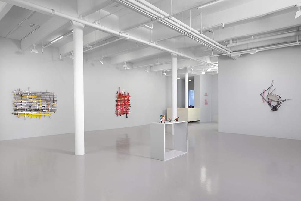 Installation view of Eva Robarts: Bikes, Bolts & Brooms at Nicola Vassell Gallery. Photo: Lance Brewer