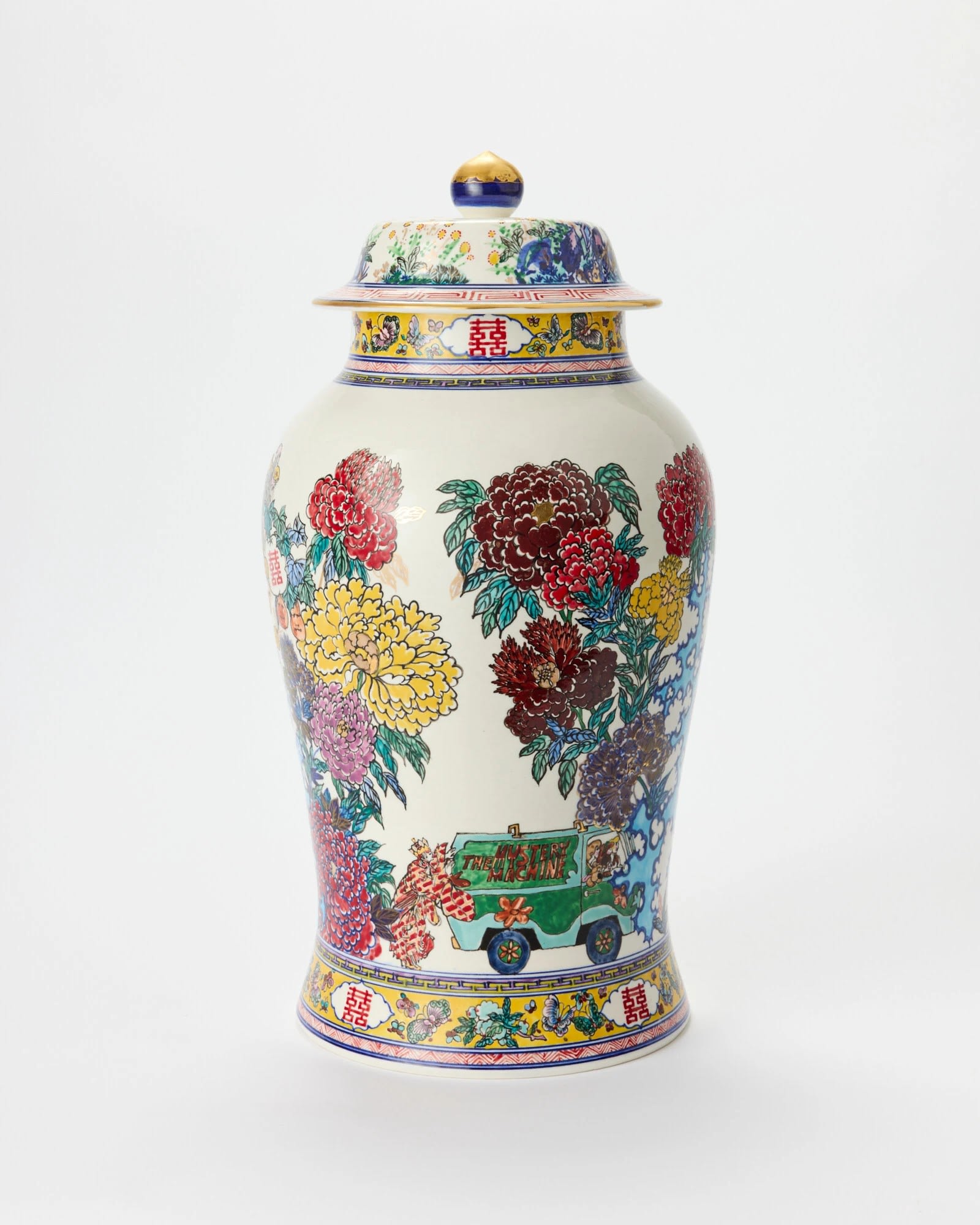 Casey Chen Havoc in heaven 1, 2025 glazed porcelain, ceramic colourants, enamels, and gold lustre; fired 5 times 43.5 x 22.5 x 25 cm