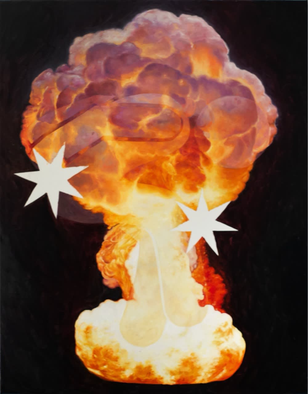 Savannah Jarvis Disc, Slip, Soar, Sear, 2025 oil on polycotton 91.5 x 71.5 cm