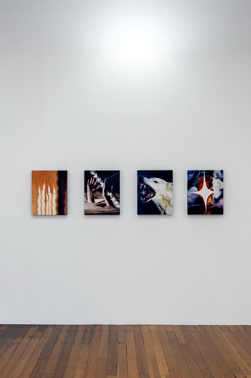 Savannah Jarvis Nerve endings like an electrical fire, 2025 oil on polycotton 91.5 x 71.5 cm