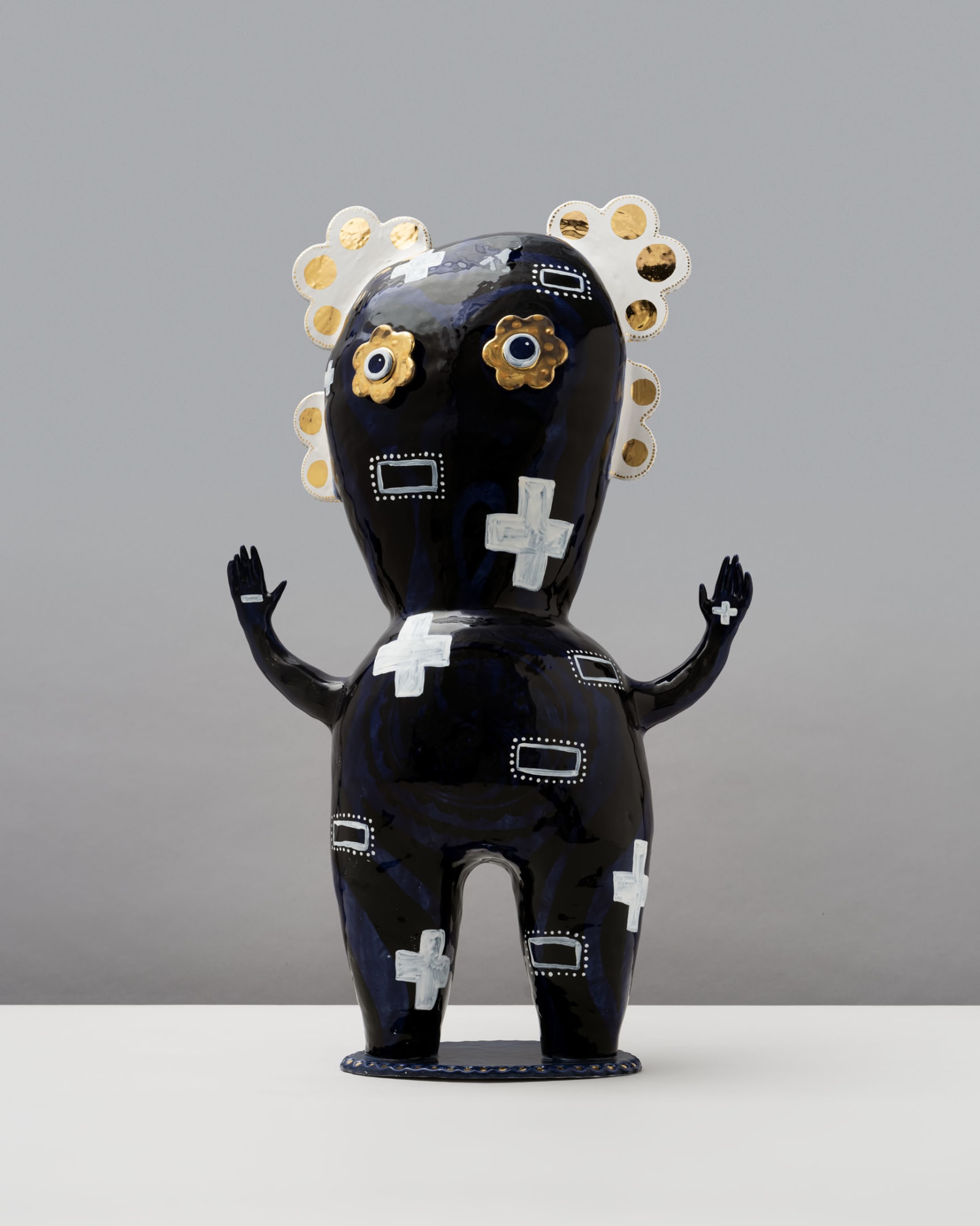 Vipoo Srivilasa Calma, the Spirit of Tranquillity, 2024 clay, glaze, gold lustre & mixed media 58 x 33 x 17 cm