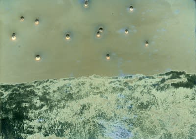 James Tylor Whalers, Sealers and Landstealers (The Dunes), 2014 Becquerel Daguerreotype with 410 and 12 gauge shotgun holes 11 x 14 cm