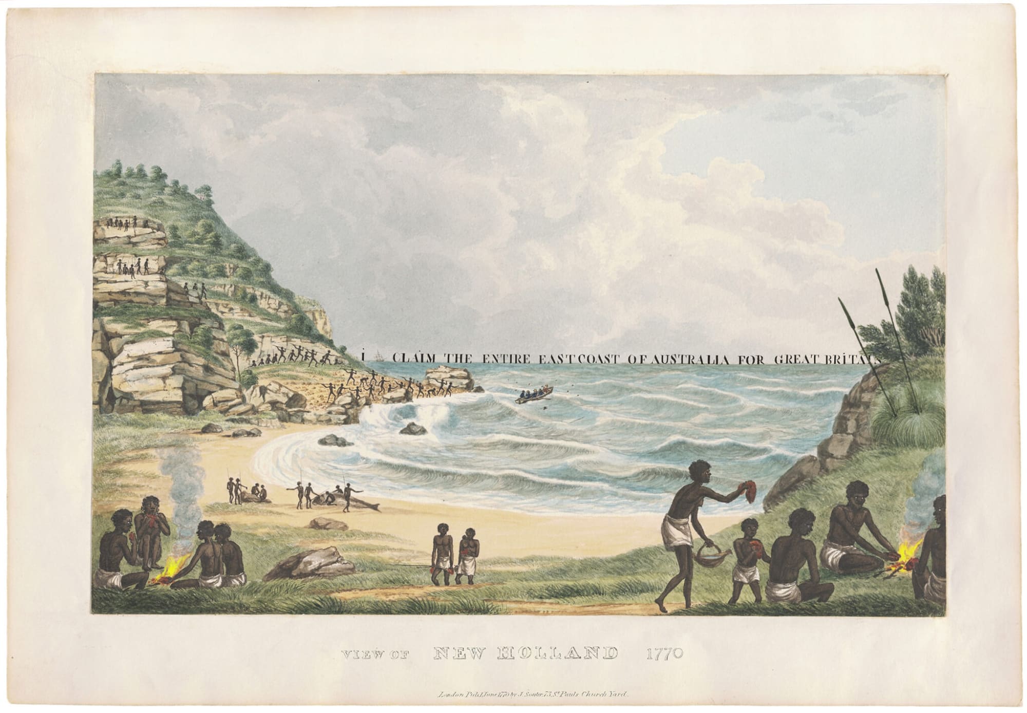 Joan Ross View of New Holland, 1770, 2020 hand-coloured pigment print on rag paper 57 x 80 cm / 65 x 88 x 3 cm (framed) edition of 8 + 2 AP