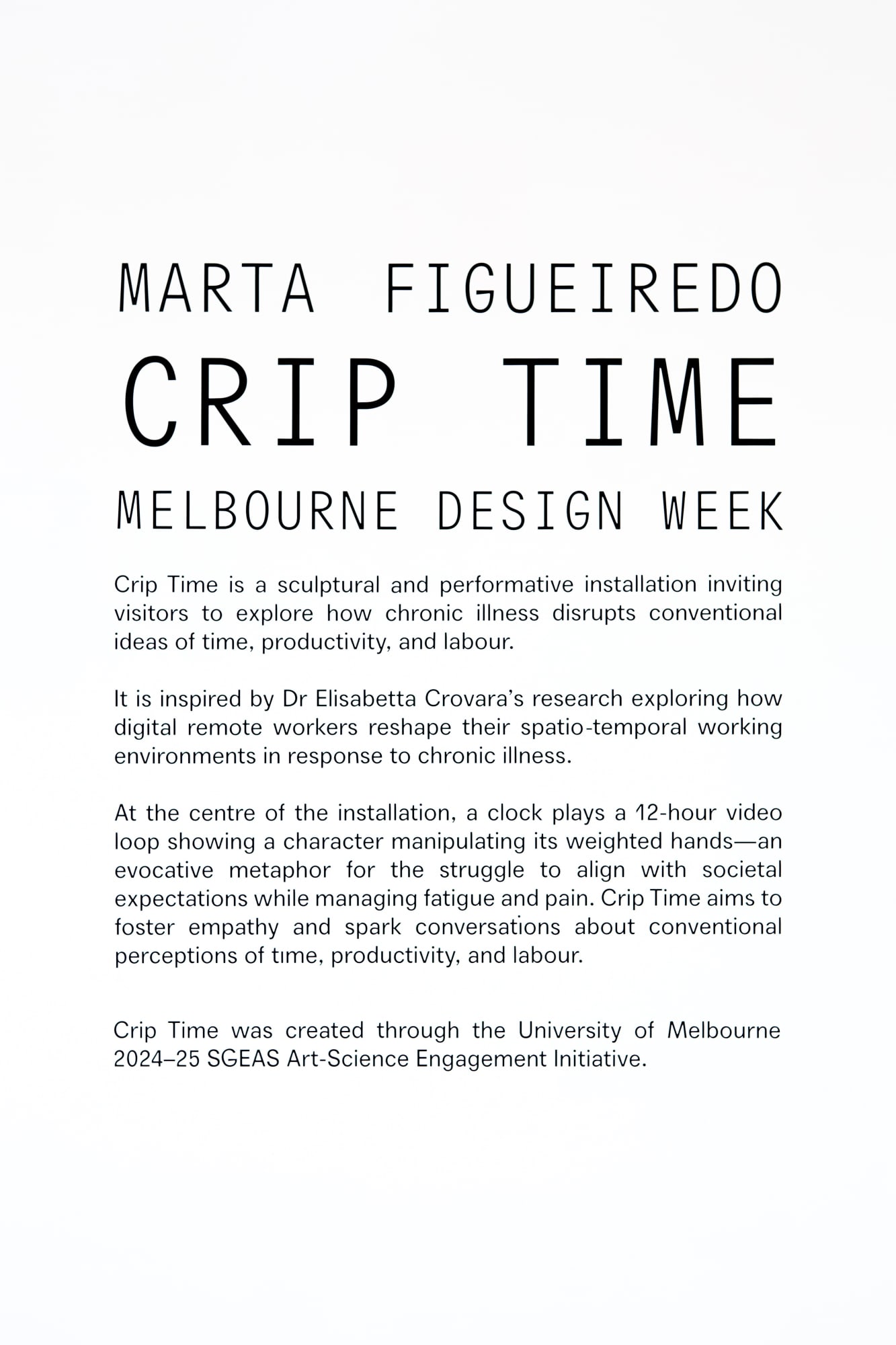 MARTA FIGUEIREDO: CRIP TIME CLOCK | NGV DESIGN WEEK