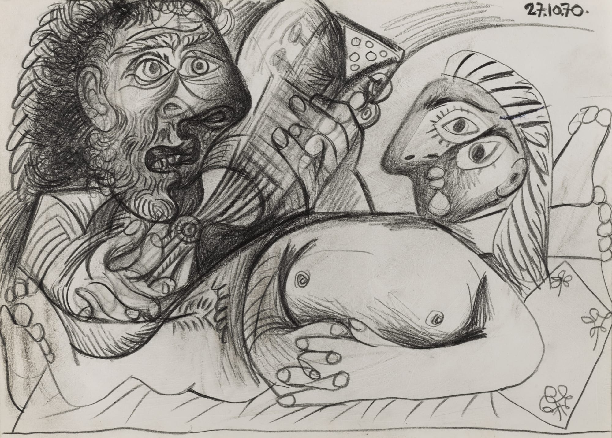 Pablo PICASSO Homme à la guitare et nu couché (Homme et nu allongé), 27 October 1970