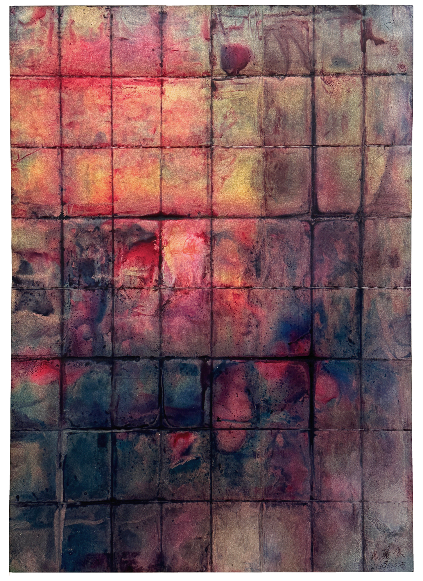 Neon Light on the Glass Curtain Wall in Mongkok, Inkjet Printer Ink on Paper (2025) 《CMYK系列作品：旺角玻璃幕牆上的霓虹光》，噴墨印表機墨水紙本（2025年）