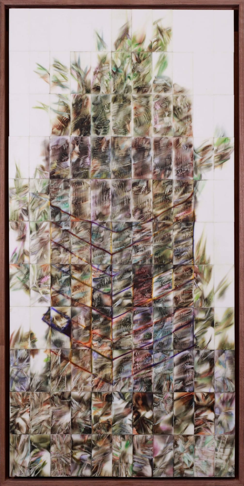 Erasing News: Tree Stump As A Building, Newspaper Ink and Ballpoint Pen Ink on Erasers (2025) 《擦拭新聞：樹墩如建築》，報紙墨水, 原子筆墨水和橡皮擦（2025年）