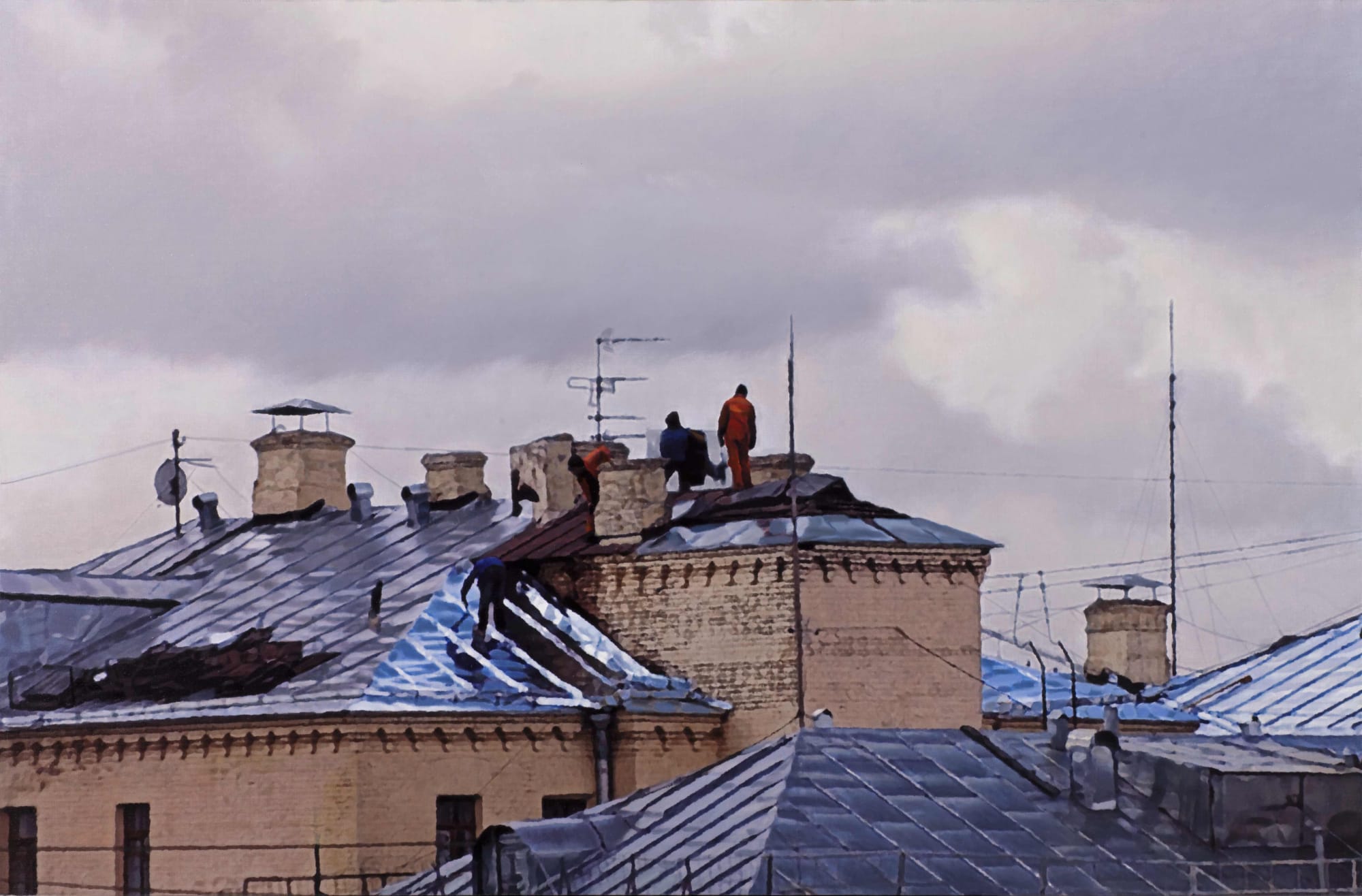 Semyon Faibisovich Roofers from the cycle MY YARD, 2012