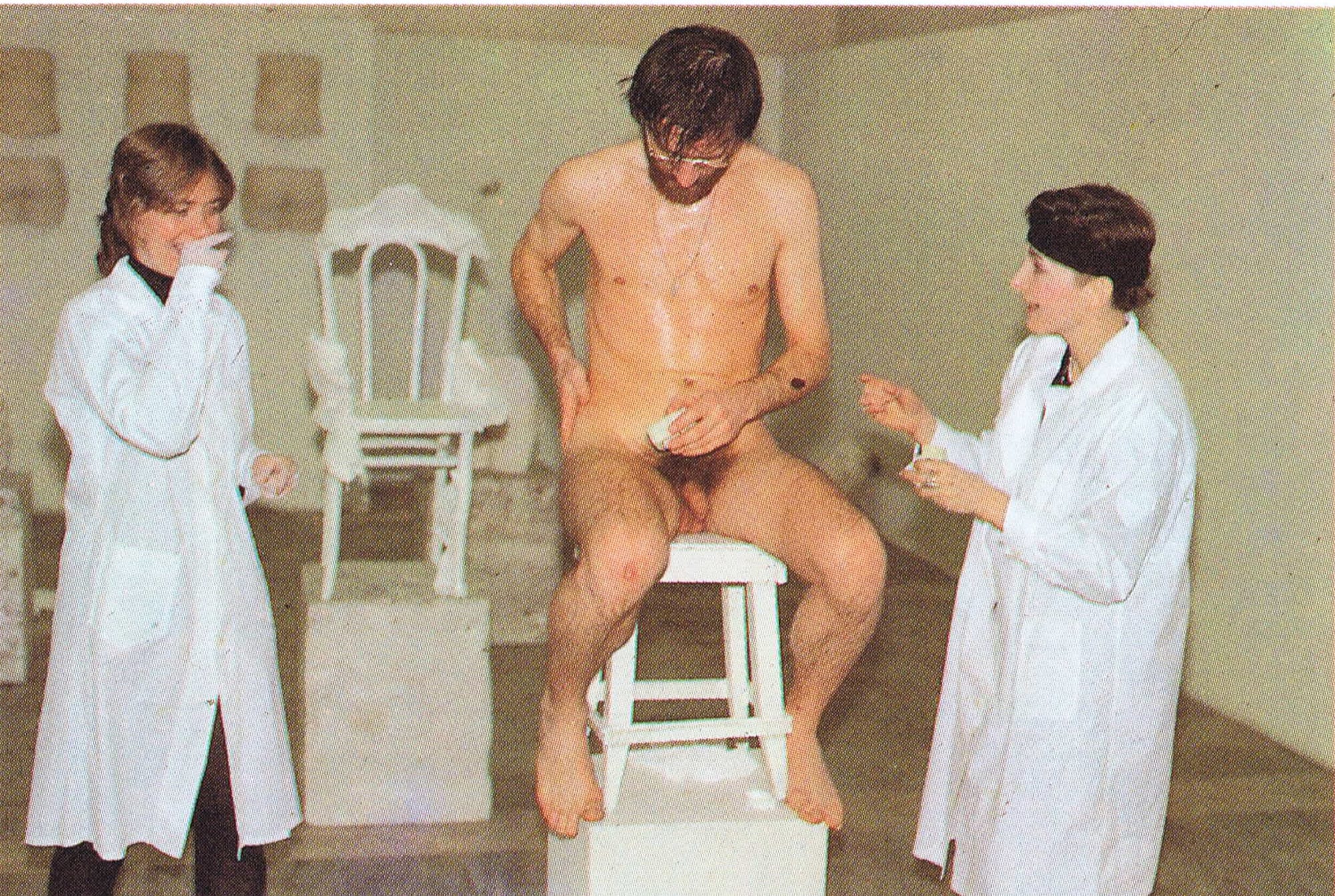 Patricia Cox, Oleg Kulik, Anna Chizhova "The pre-historical cosmogenic act of killing the masculine monster is involuntarily assimilated with autodistruction by P. Cox and A. Chizhova, the representatives of the feminine art wave of late 20th century. Their sacrifice to dismemberment, disintegrstion, "visceration" and mumification (through the necrocast) is mainly masculine or, to be more exact, despotic statutes of the author, his selfassertion, his will for integrity, his narcissism of preserving his face and his body as his property. All this is shattered here..." (S. Kuskov), 1991