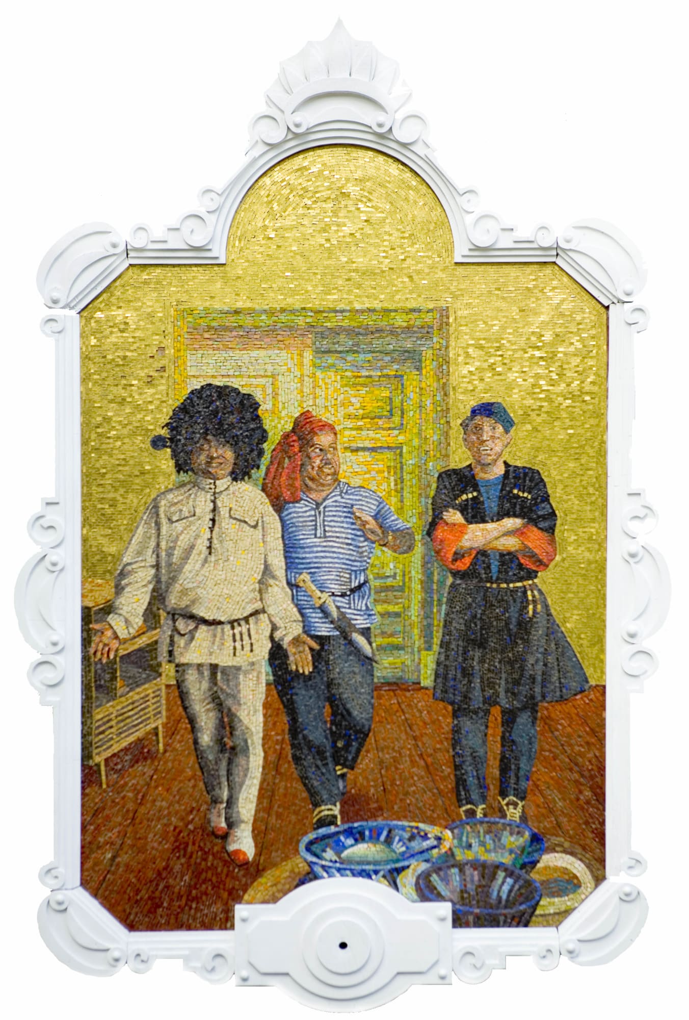 Konstantin Zvezdochetov From Artists to Metroconstructors, 1992 tile, wooden frame 385 x 250 x 15 cm