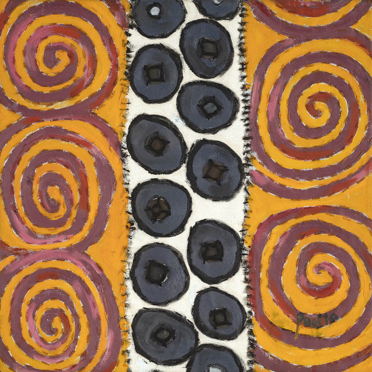 Gate in City of Ibb, 1998 Oil, mirrors, painted canvas stitched on canvas 12 x 12 in 30 x 30 cm