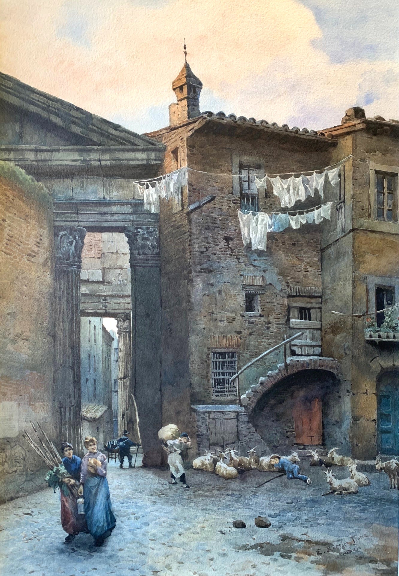 Ettore ROESLER FRANZ, Medieval House at the Portico d’Ottavia in the Ghetto, 1870