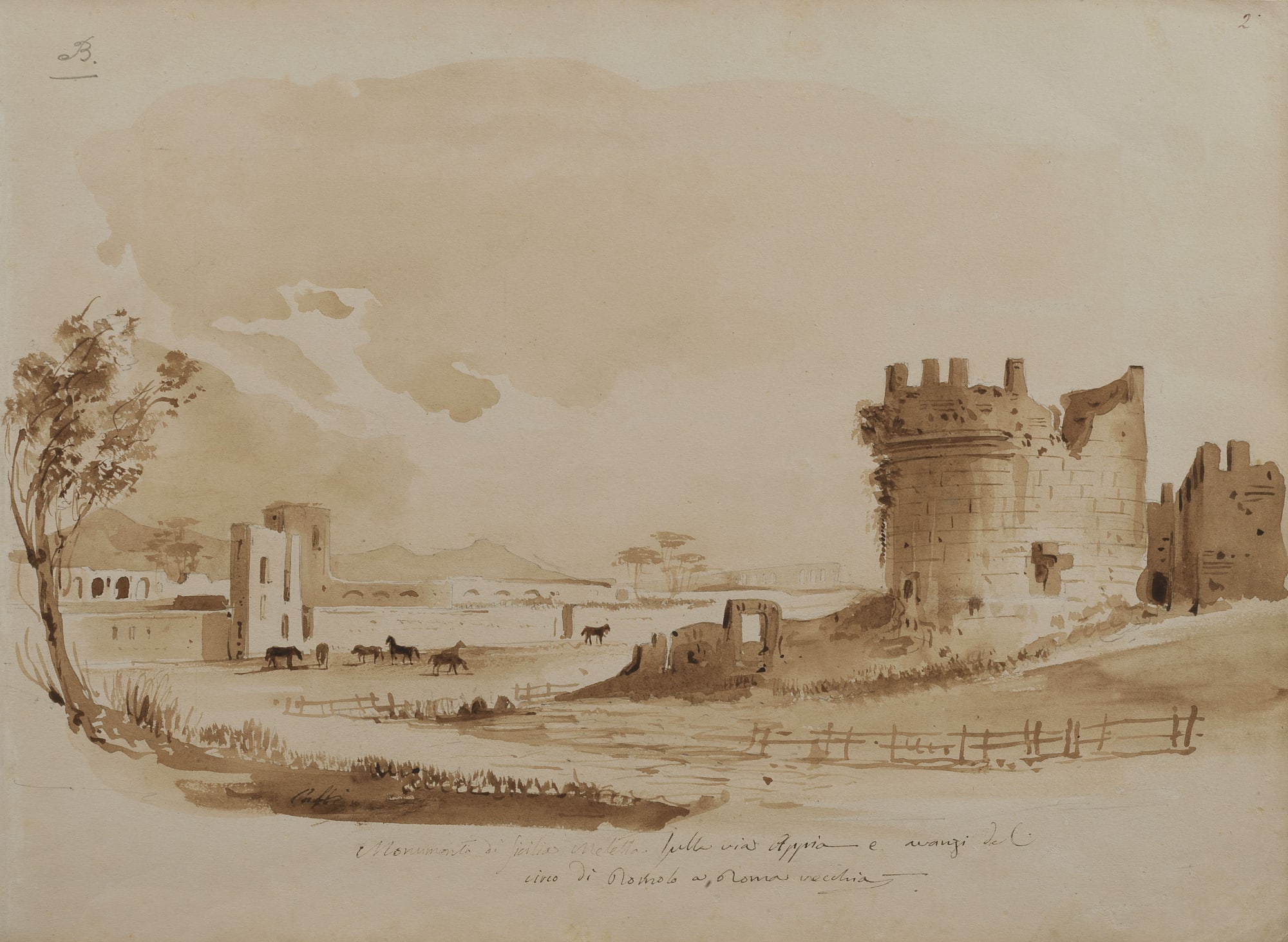 Ippolito CAFFI, Mausoleum of Cecilia Metella, 1841