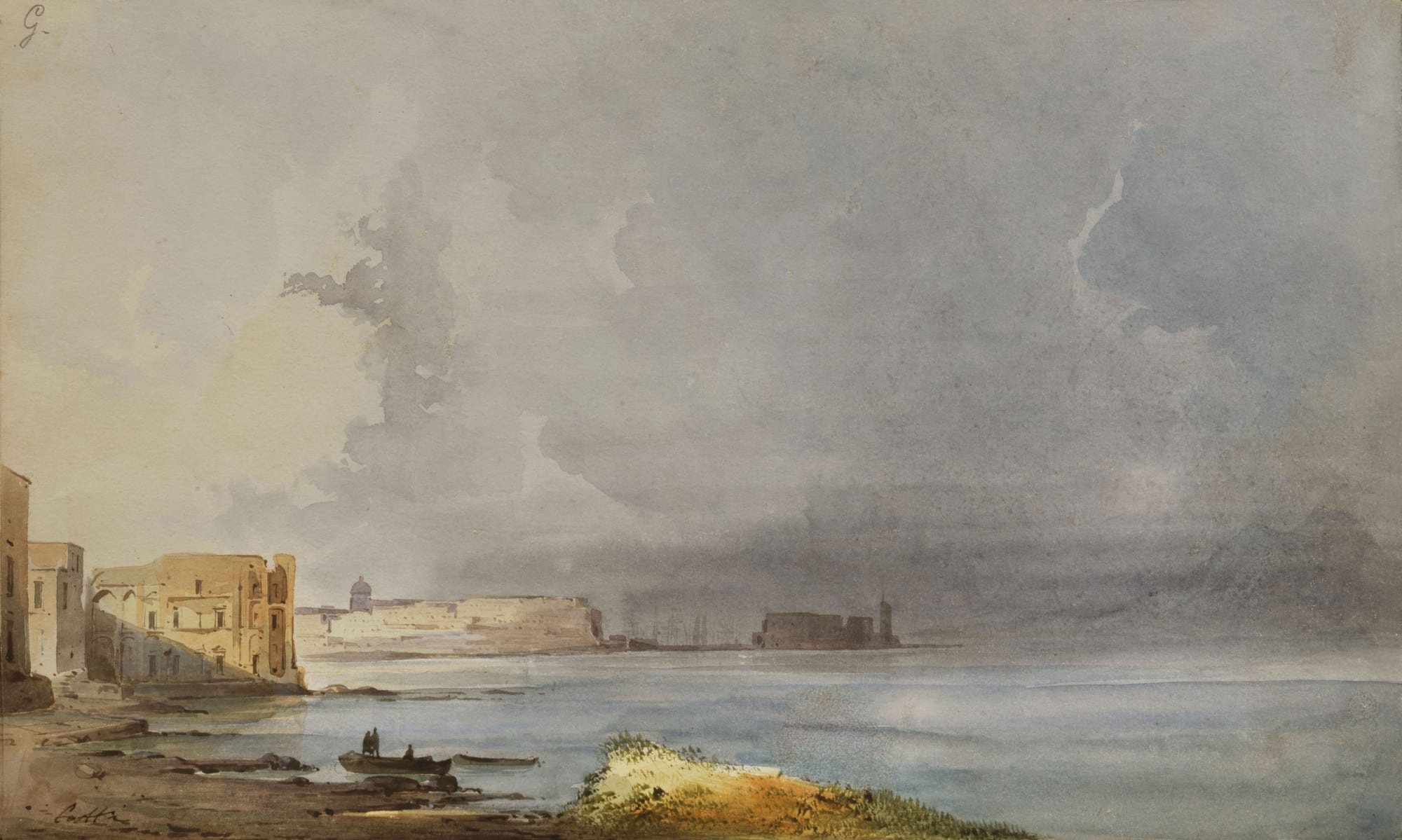 Ippolito CAFFI, Posillipo Riviera with Castel dell'Ovo in the background, 1841