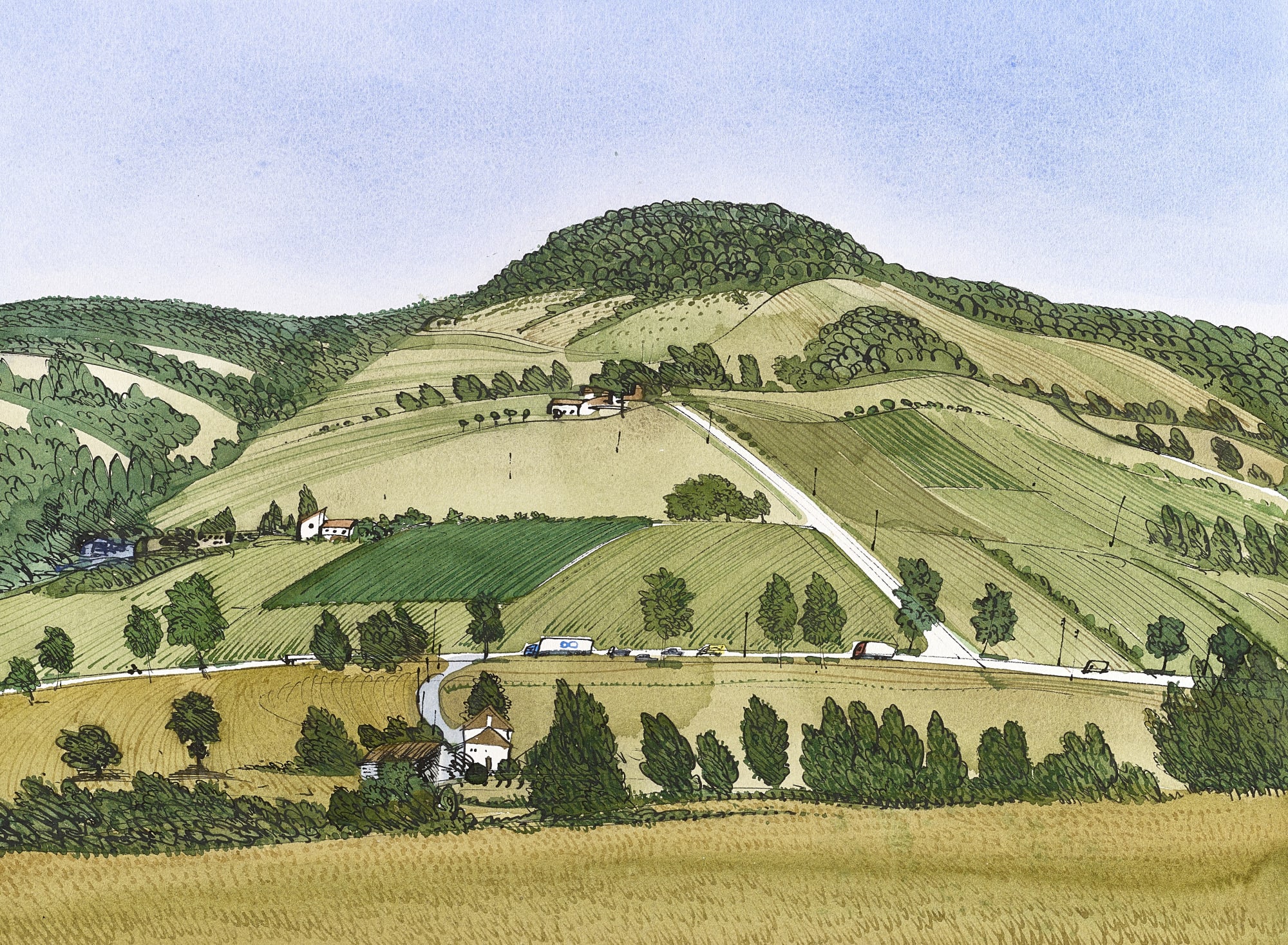 David Gentleman, From near Lauzerte, nr. Toulouse , 1996