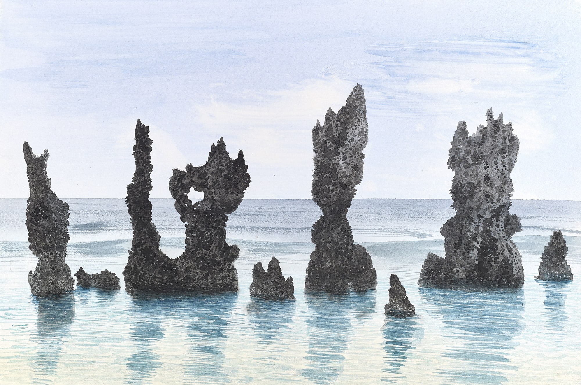 David Gentleman, Nauru: Anibare Bay, pinnacles and reflections, 1976