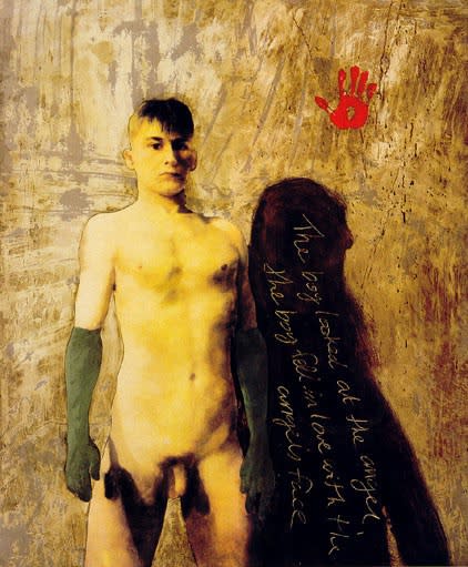 Attila Richard Lukacs, Boy, oil on wood, 1997