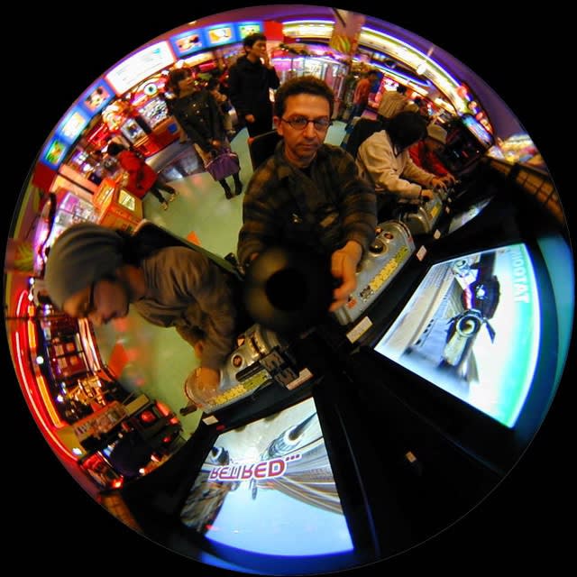 Luc Courchesne, 00/11/23-7 (Gifu City), still photograph from the Panoscopic Journal, 2000-2002, archival digital print and rotational device mounted under glass, 25 cm diam. edition of 6